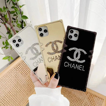 Rhinestone square mirror phone case lbcase