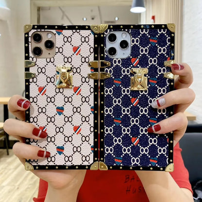 Luxurious leather square phone case for samsung lbcase