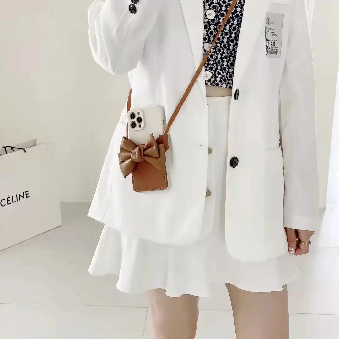 Bowknot card case Crossbody phone case For iphone lbcase