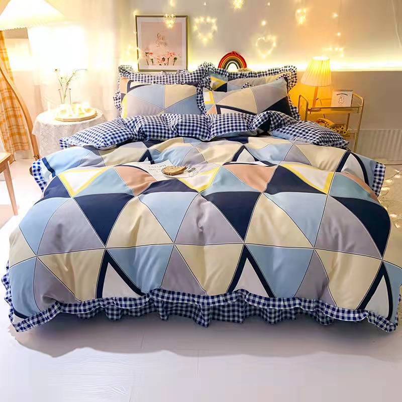 Fashion princess style Skin-friendly cotton four-piece Bed skirt lbcase