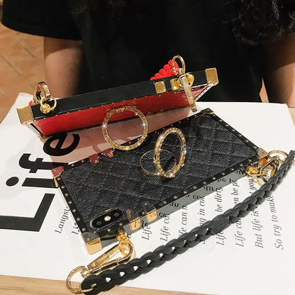Oblique Chain Square Phone Case lbcase