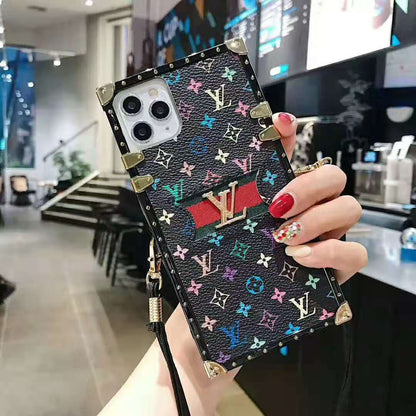 Leather stitching lanyard phone case for samsung lbcase