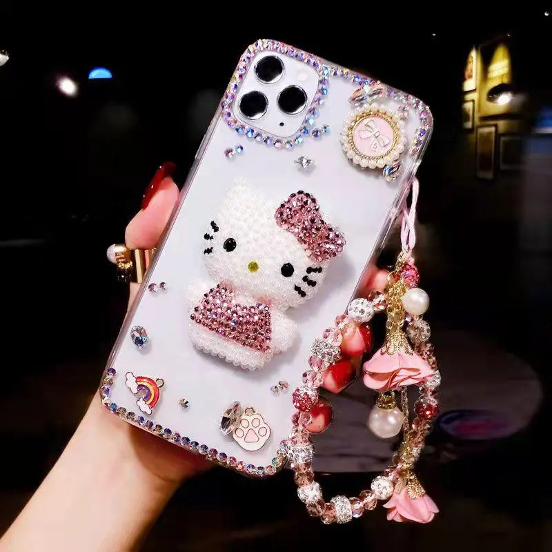 Luxury crystal cat bracelet phone case  for iphone lbcase