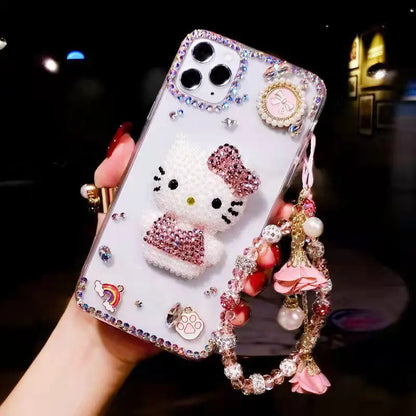 Luxury crystal cat bracelet phone case  for iphone lbcase