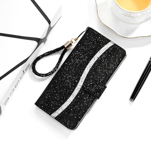 Luxurious Wallet Crystal Wrist Phone Case