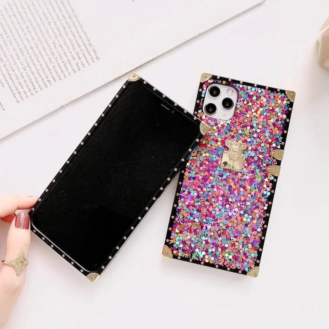 shiny sequined square phone case lbcase