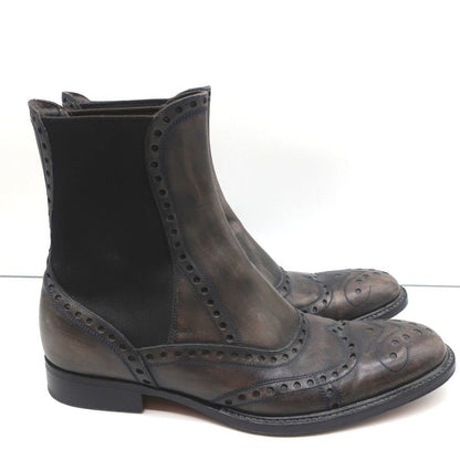 Dolce & Gabbana Wingtip Boots Brown/Gray Leather Size 37.5 Flat Chelsea Boots