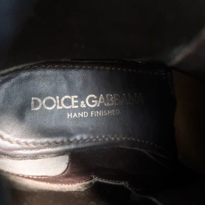 Dolce & Gabbana Wingtip Boots Brown/Gray Leather Size 37.5 Flat Chelsea Boots
