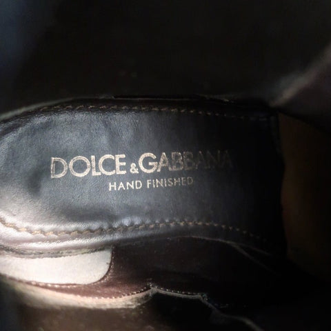 Dolce & Gabbana Wingtip Boots Brown/Gray Leather Size 37.5 Flat Chelsea Boots