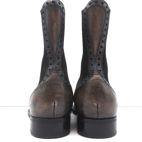 Dolce & Gabbana Wingtip Boots Brown/Gray Leather Size 37.5 Flat Chelsea Boots