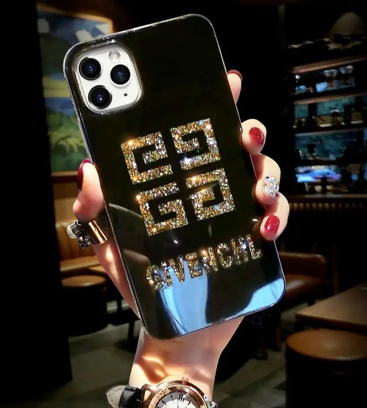 Sparkling side Diamond makeup mirror phone case lbcase