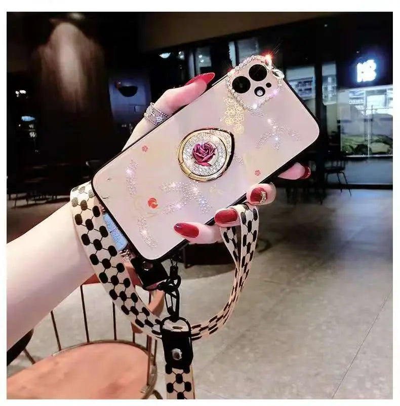 Rose rhinestone phone case For iphone lbcase