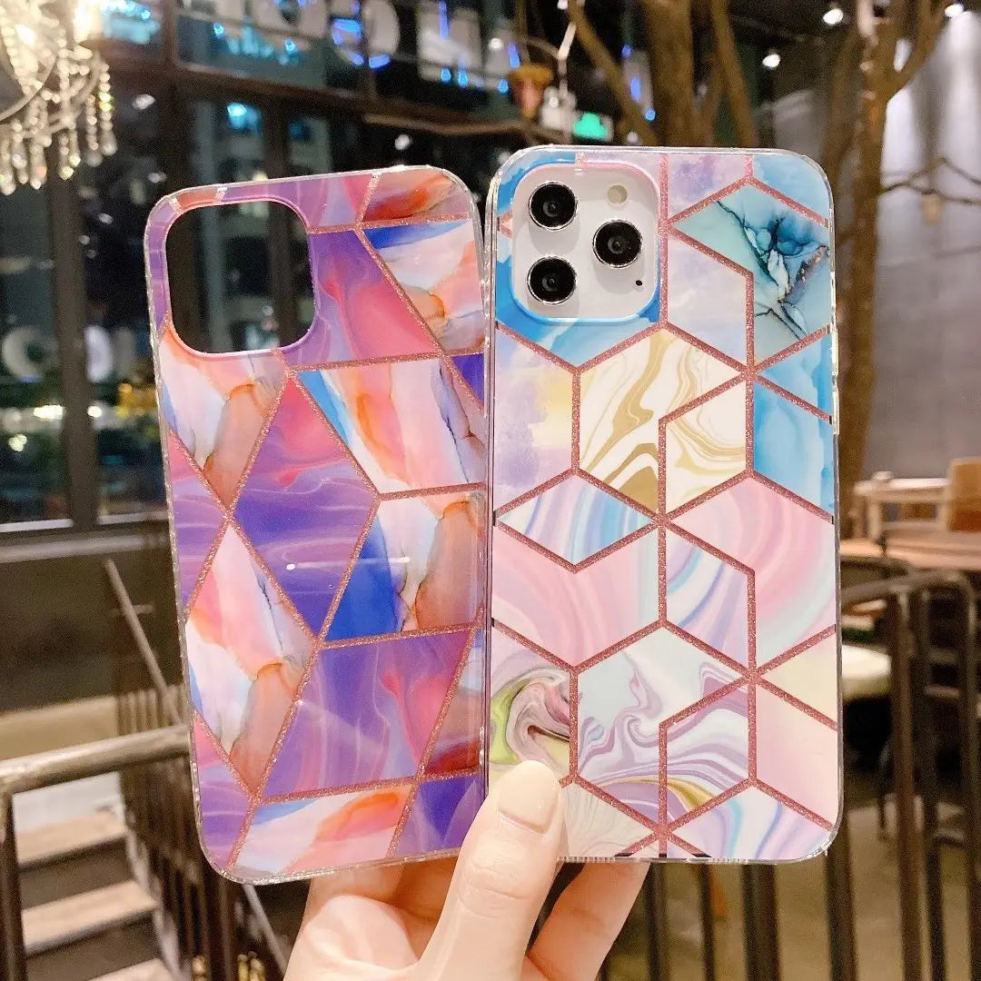 Glitter geometric fragment phone case lbcase