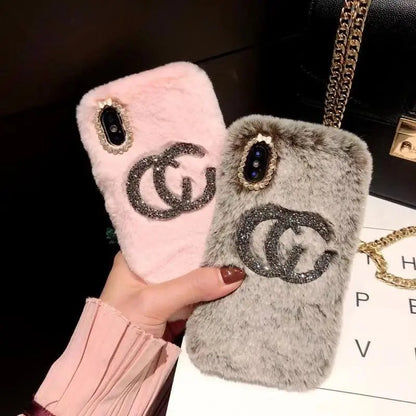 Fashion Rhinestone plush phone case lbcase
