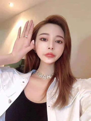 Fashion Metal Lock Letter Diamond Necklace