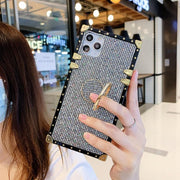 Luxurious Shiny square Ring bracket phone case