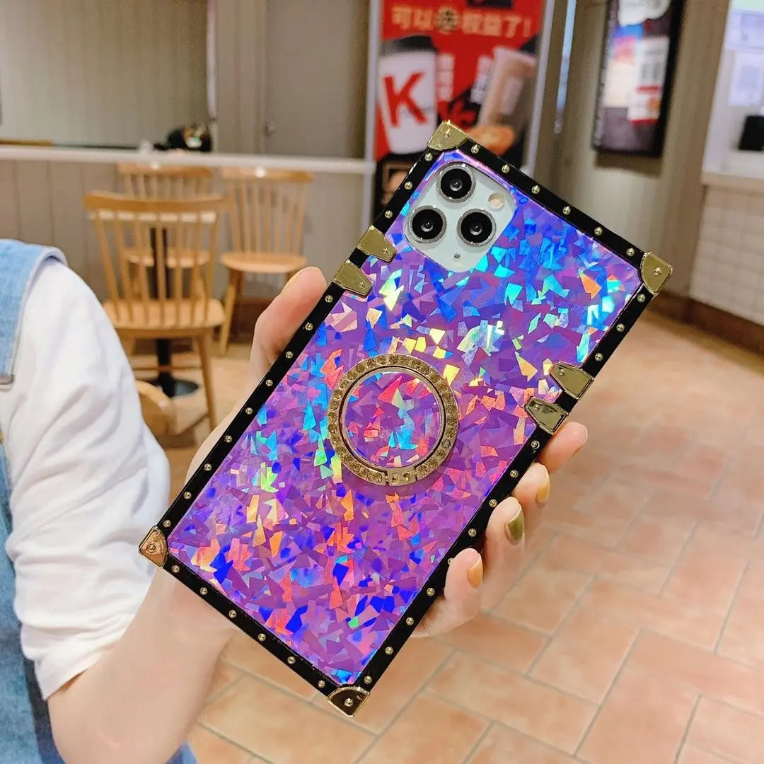 Sparkling square bracket phone case lbcase
