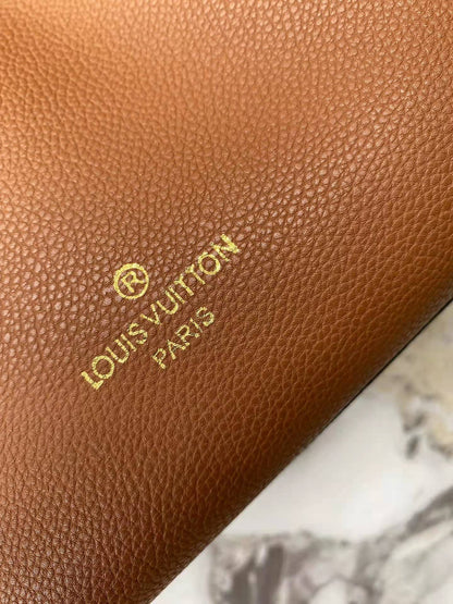 Leather and canvas combined handbag lbcase