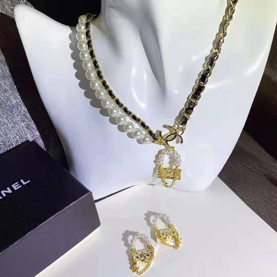 Pendant Necklace Earrings Women's Jewelry Set Earrings Charm Letter Personalized Necklace lbcase