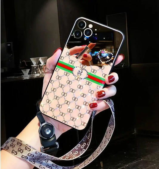 Luxury rhinestone makeup mirror phone case lbcase