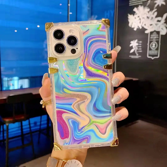 Color transparent square phone case for iphone lbcase