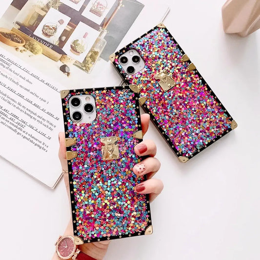 shiny sequined square phone case lbcase