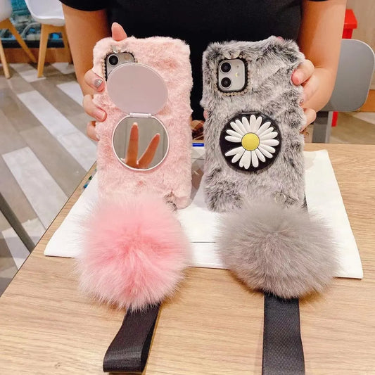 Makeup mirror plush phone case lbcase
