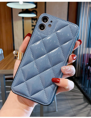 Luxury leather rhombus phone case