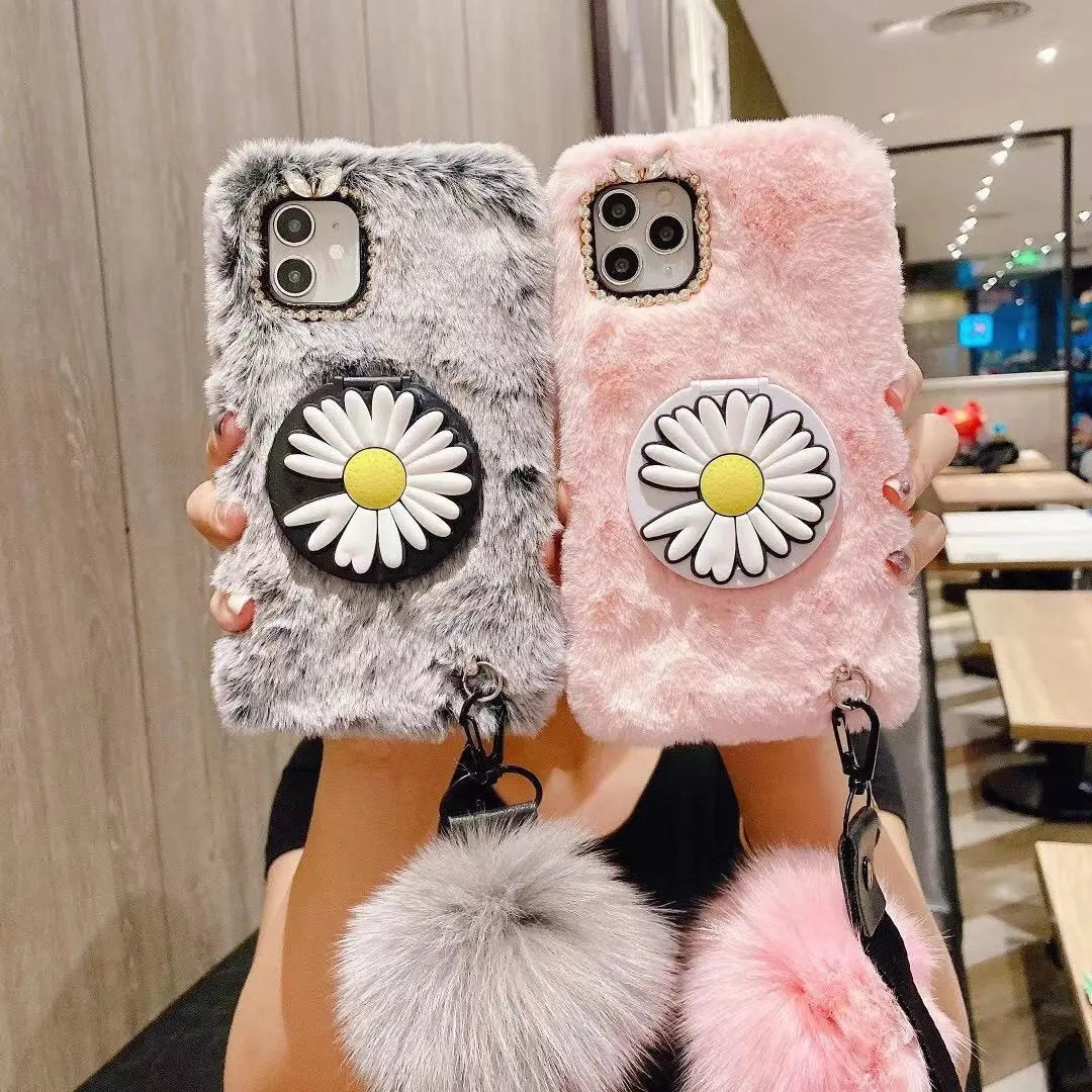 Makeup mirror plush phone case lbcase