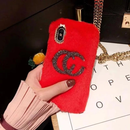 Fashion Rhinestone plush phone case lbcase