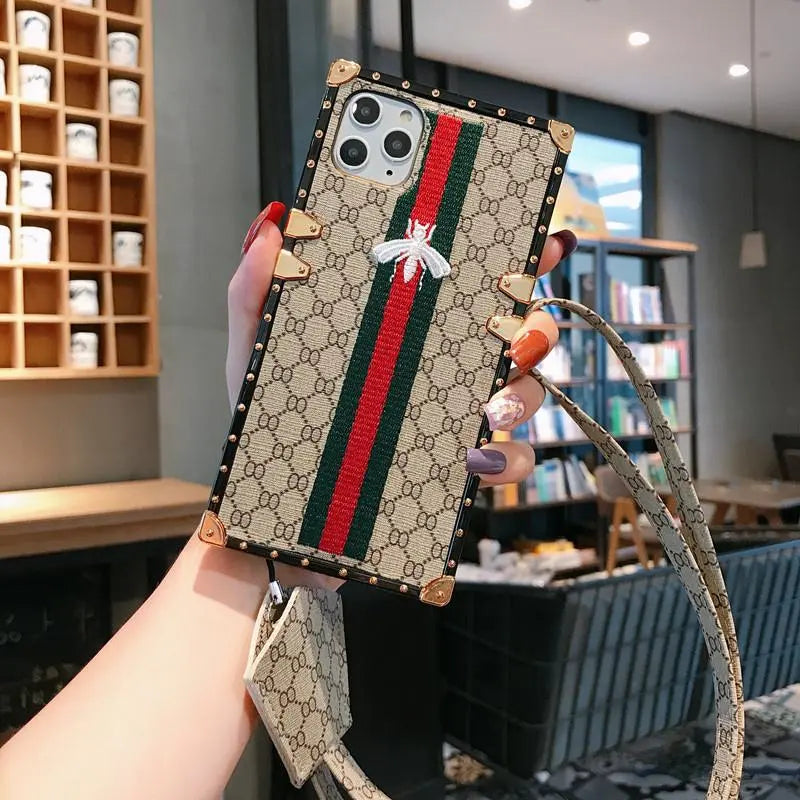 Bee embroidery square phone case lbcase