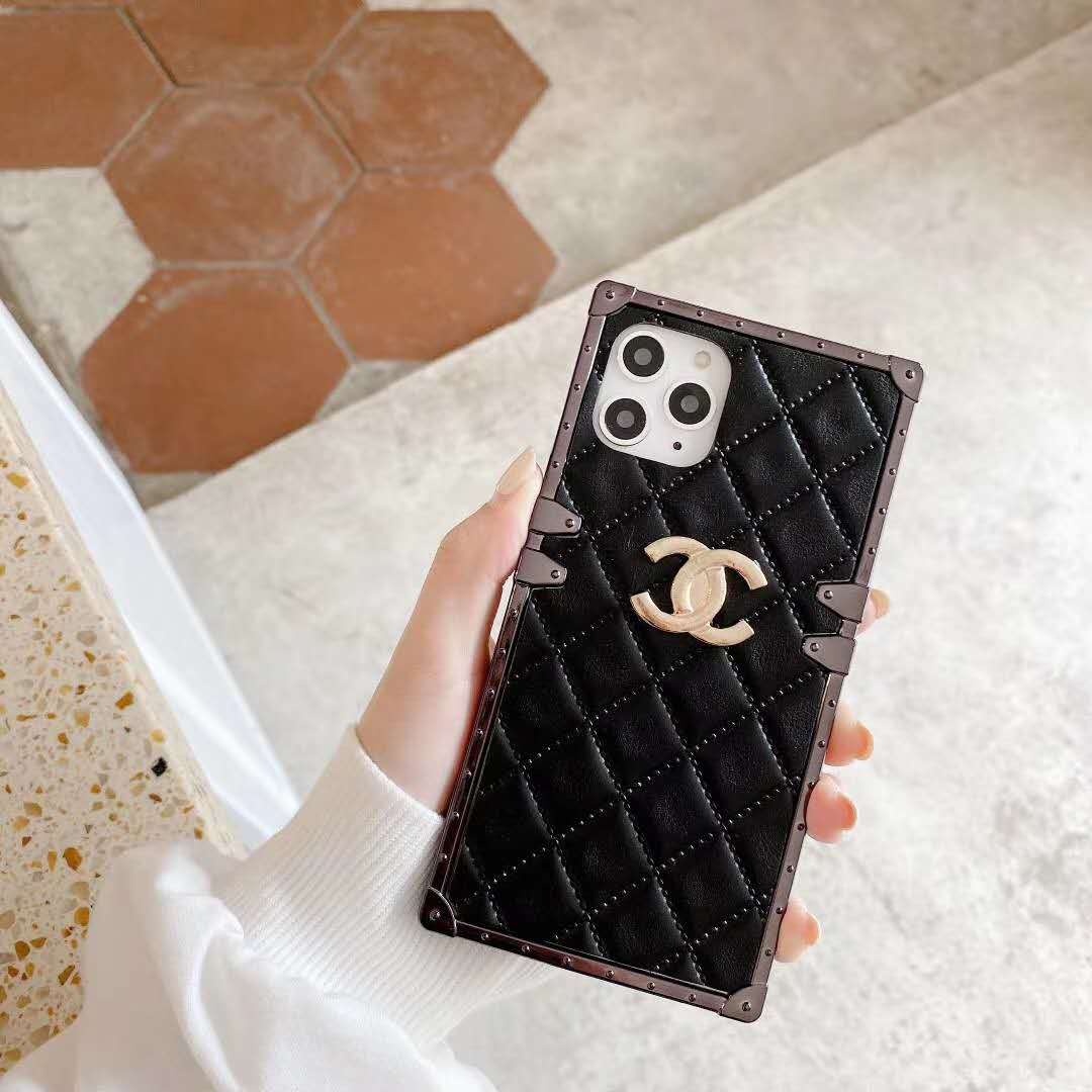 Square check leather phone case lbcase