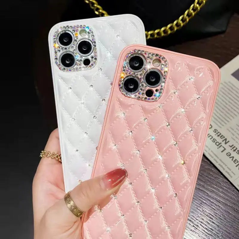 Luxury diamond-studded rhombus phone case for iphone lbcase