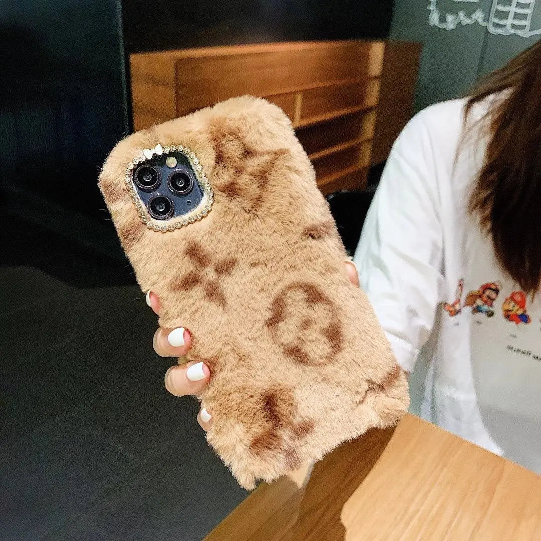 Classic pattern plush phone case lbcase
