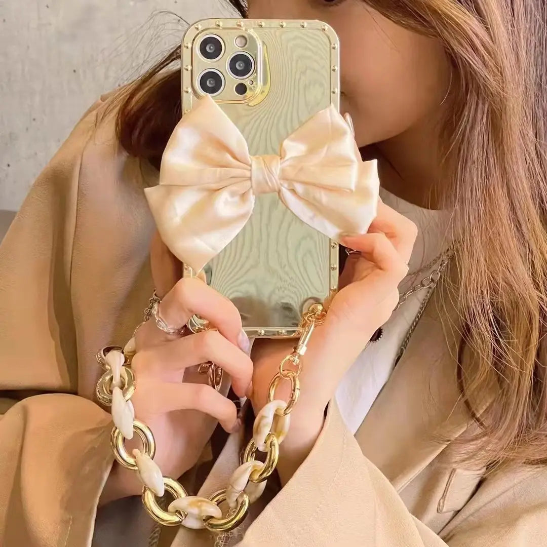 Luxury bow Carry chain phone case For iphone lbcase