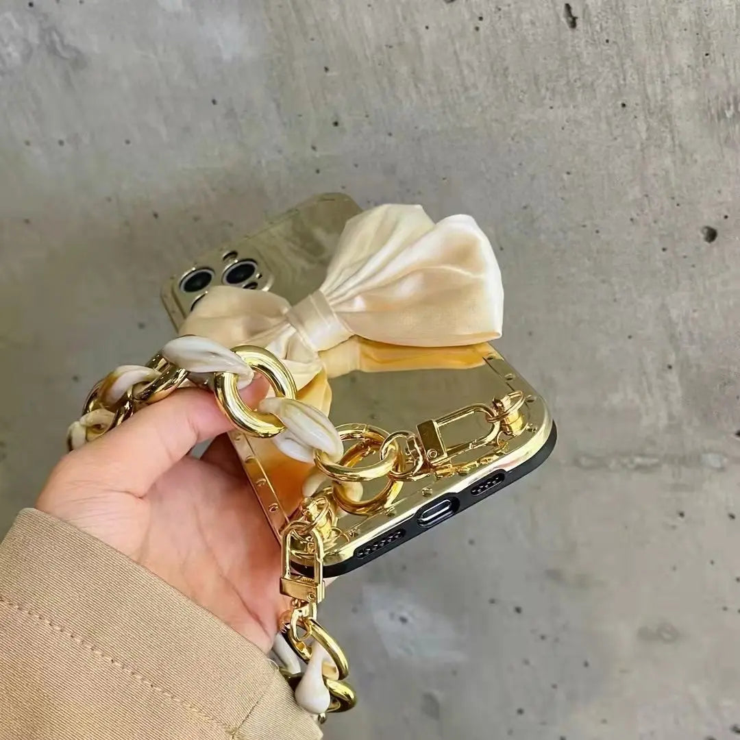 Luxury bow Carry chain phone case For iphone lbcase