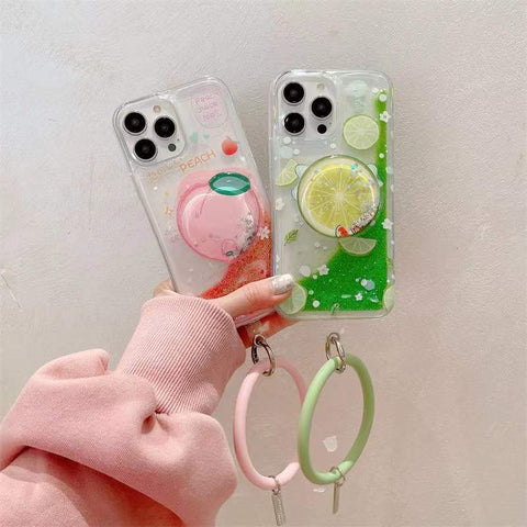 Small Waist Quicksand Bracket Phone Case