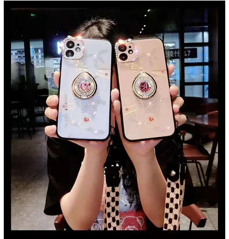 Rose rhinestone phone case For iphone lbcase