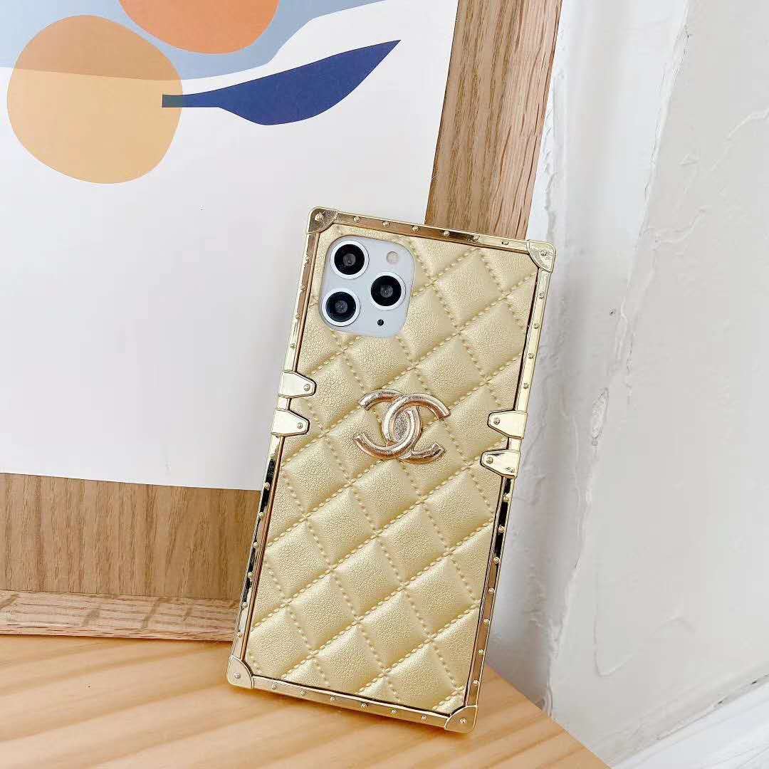 Square check leather phone case lbcase