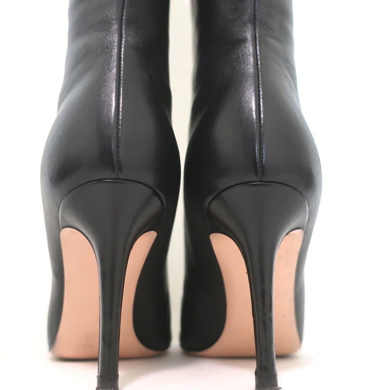 Gianvito Rossi Knee High Boots Suzan Black Leather Size 36 Pointed Toe High Heel