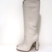 Gianvito Rossi Laura Knee High Boots Cream Leather Size 37 High Heel