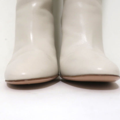 Gianvito Rossi Laura Knee High Boots Cream Leather Size 37 High Heel