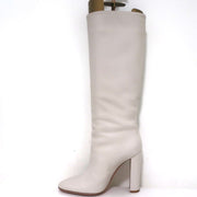 Gianvito Rossi Laura Knee High Boots Cream Leather Size 37 High Heel