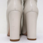 Gianvito Rossi Laura Knee High Boots Cream Leather Size 37 High Heel