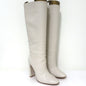 Gianvito Rossi Laura Knee High Boots Cream Leather Size 37 High Heel