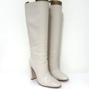 Gianvito Rossi Laura Knee High Boots Cream Leather Size 37 High Heel