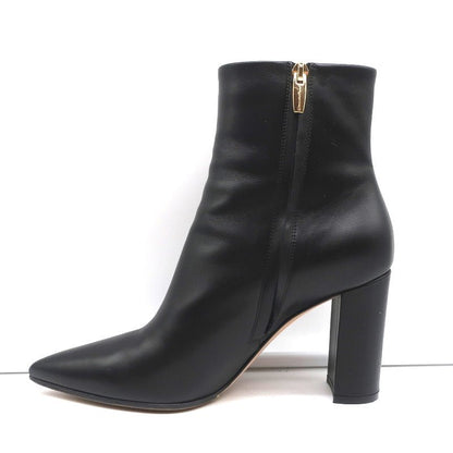 Gianvito Rossi Piper Ankle Boots Black Leather Size 38 Pointed Toe High Heel