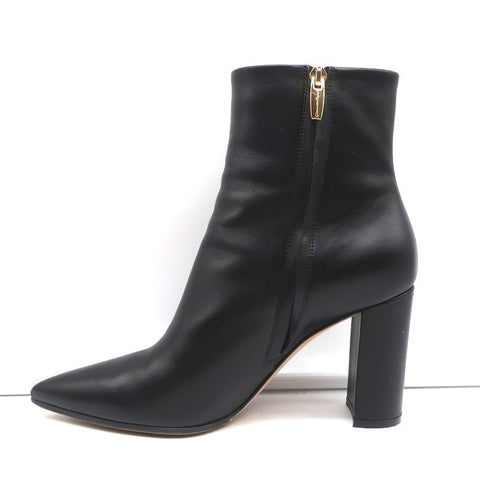 Gianvito Rossi Piper Ankle Boots Black Leather Size 38 Pointed Toe High Heel