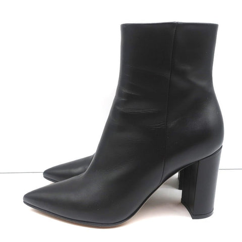 Gianvito Rossi Piper Ankle Boots Black Leather Size 38 Pointed Toe High Heel