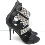 Giuseppe Zanotti Crystal-Embellished Crisscross Sandals Black Leather Size 38